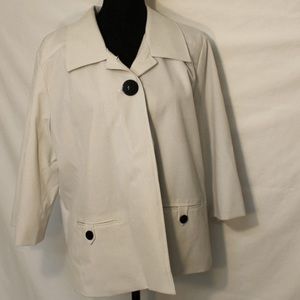 La Vita White with Black Striped Blazer Jacket Woman Size XL 3/4 Sleeve Button